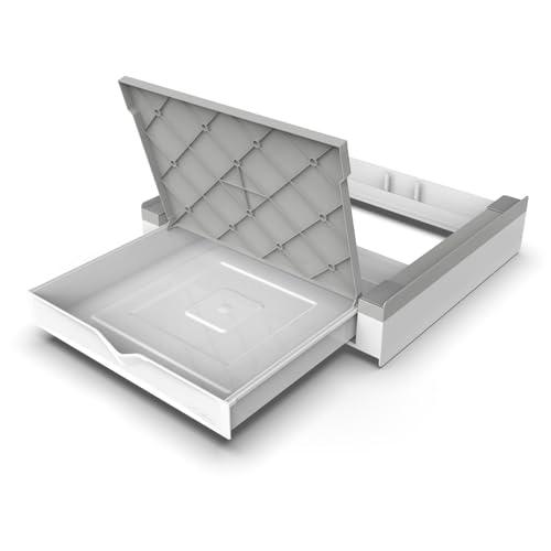 Meliconi, Torre Duo, Kit Sovrapposizione Lavatrice Asciugatrice 2-in-1, Universale, Sicuro, Resistente, Premontato, Salvaspazio, con Ripiano d'Appoggio e Vano Contenitore, Made in Italy