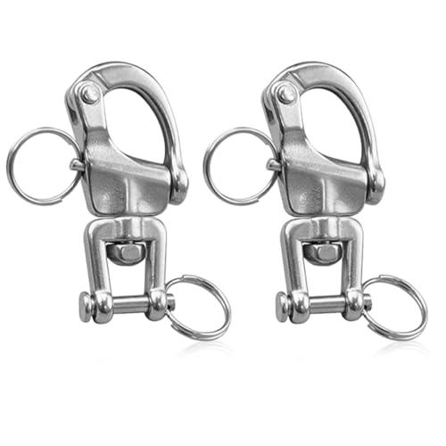 DIFLAX 2 Pezzi Moschettone Girevole Moschettone in 316 Acciaio Inossidabile Sgancio Rapido Moschettone Moschettone Moschettone Girevole Sgancio Rapido Grilli Girevole Grillo per Barche a Vela (70mm)