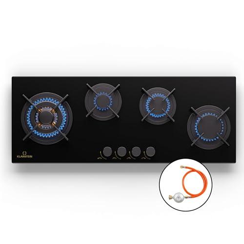 Klarstein Fornello a gas butano 4 bruciatori 8600 W, piano cottura portatile campeggio, piano cottura a gas in acciaio inox, piano cottura per cucina all'aperto