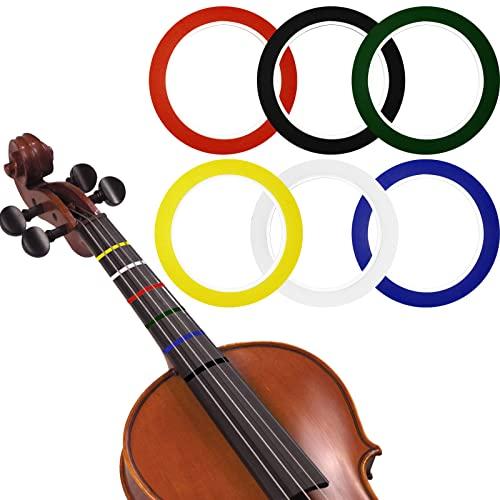 6 Pezzi Nastro per Violino, Nastro per Violoncello Adesivi per Tastiera di Violino, Nastro per Impugnatura per Tastiera da 216 Piedi/66mm per Guida agli Strumenti Orchestrali Principianti (6 Colori)
