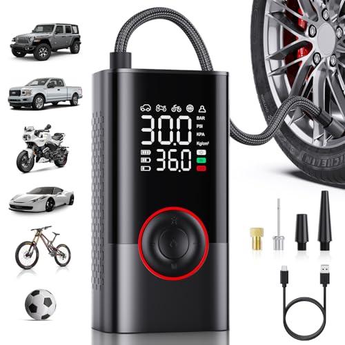 Motorenbau Compressore Aria Portatile Auto – Mini Gonfiatore Pompa ad Aria Senza Fili con manometro Digitale e Luce LED, 150 PSI, gonfiaggio 3 Volte più Veloce e spegnimento Automatico