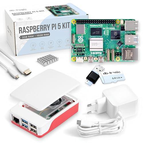 db-tronic Raspberry Pi 5 4 GB Starter Kit | Edizione 64 GB | Alimentatore da 27 W | Alloggiamento con ventola | Cavo Micro HDMI 4K | ideale per Home Assistant e la smart home