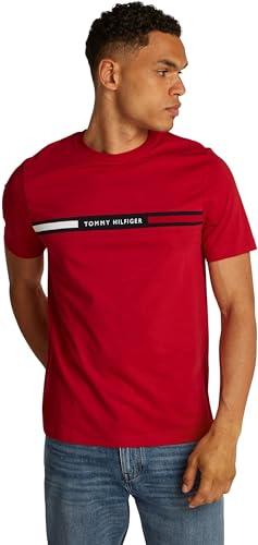 Tommy Hilfiger T-shirt Maniche Corte Uomo Scollo Rotondo, Multicolore (Medium Red), L