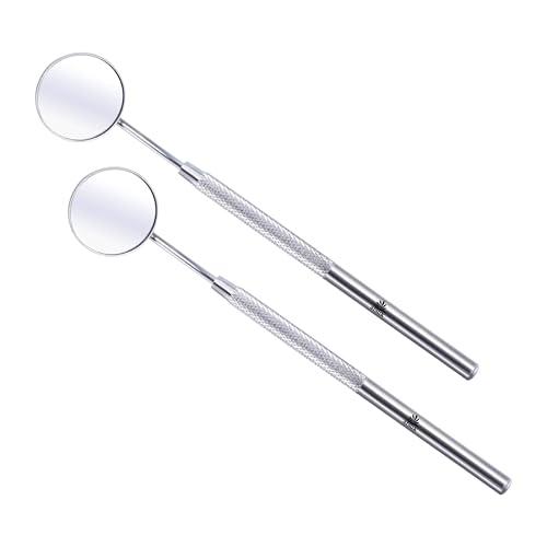 Arsuk acciaio inox specchietto dentista per bocca ispezione. Antiappannamento specchio dentale anti tartaro specchietto denti dentista strumenti (Pack of 2).