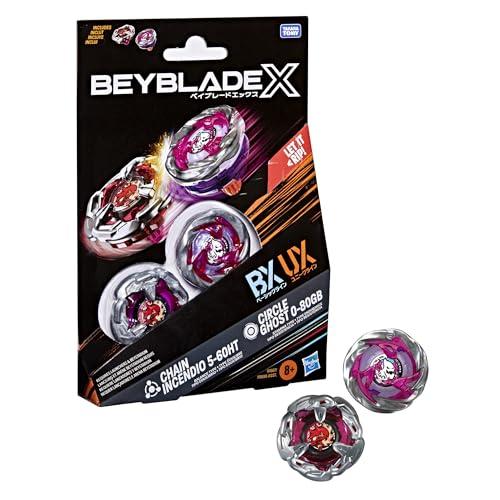 Hasbro Beyblade X, Circle Ghost 0-80GB e Chain Incendio 5-60HT, Set Dual Pack