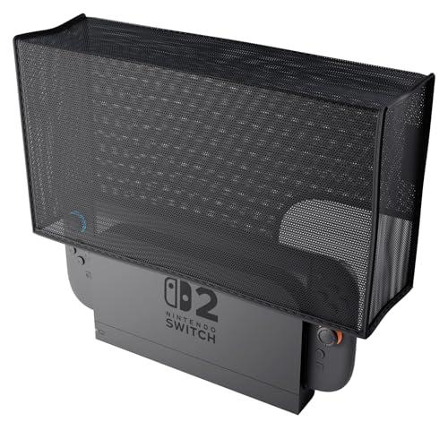 PlayVital Cover Antipolvere per Nintendo Switch 2, Copertura Traspirante Coperchio Protettivo Impermeabile Antigraffio per Nintendo Switch 2 Console & Charging Dock, Nero