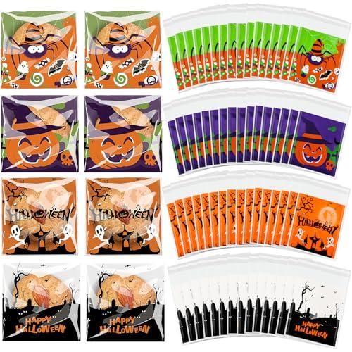 100 Pezzi Sacchetti per Biscotti Halloween in Cellophane Autoadesivi - Stoccaggio Caramelle Cioccolato per Feste e Bomboniere (Original)