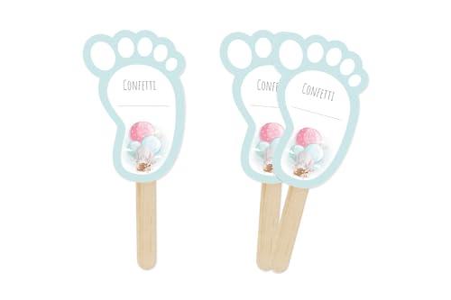 Segnagusto confettata battesimo 3 pezzi il mio Battesimo Piedino Azzurro da Personalizzare a penna, con stecchetta
