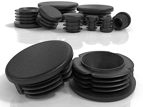 PD® Tappi a Lamelle Rotondi 60mm per Tubo | PE Terminale di Plastica | Protezione Tubi Tappo Alettato | Nero | 10 Pz.