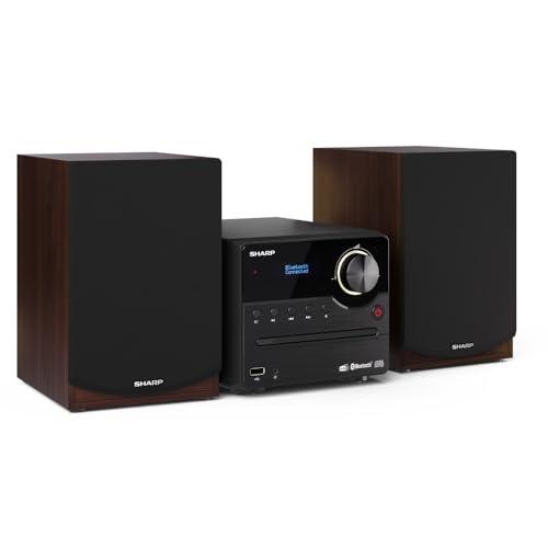SHARP XL-B517D(BR) Microcatena Sound System Stereo con radio DAB, DAB+, FM, Bluetooth, CD-MP3, riproduzione USB, altoparlanti in legno e 45 W colore marrone