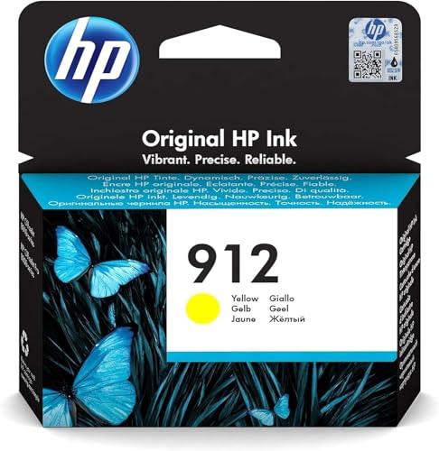 HP 912 Giallo, 3YL79AE, Cartuccia Originale da 315 Pagine, Compatibile con Stampanti OfficeJet Pro Serie 8010 e 8020