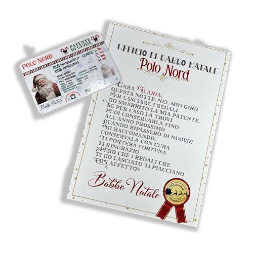 Patente di guida smarrita di Babbo Natale con biglietto personalizzato per bambino o bambina con busta rossa decorazione natalizia vigilia di Natale letterina