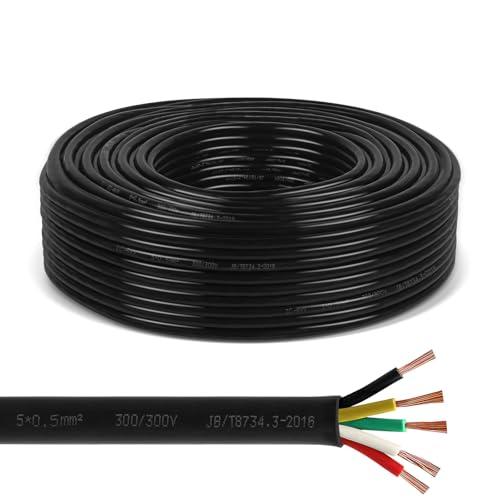 AOHEWEI Cavo a 5 Conduttori per Rimorchio da 10 m - Nero per l'Industria dei Camion e Roulotte