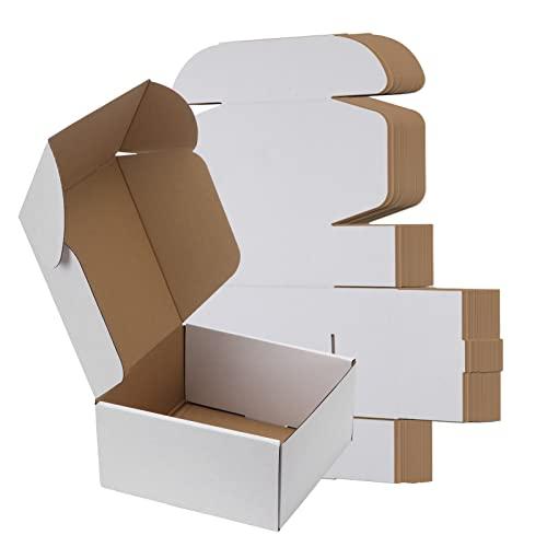 RLAVBL Scatole Cartone, Scatola per Spedizione, Scatole Piatte di Cartone per Imballaggio 20.3cm x 20.3 cm x 10.2cm 25 Pezzi, Bianca