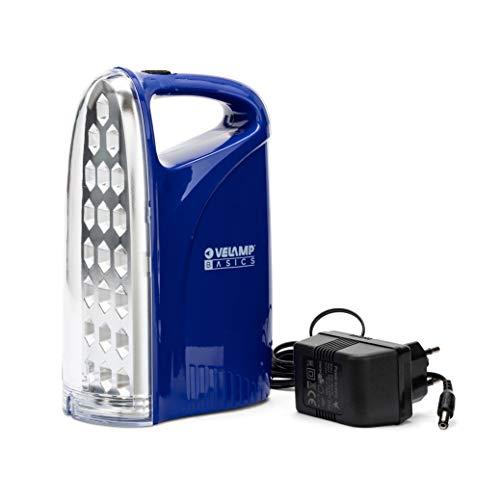 Velamp IR312 Lampada di Emergenza Portatile Ricaricabile, LED, Super Luminosa (250 lumen), con Caricabatteria Esterno, Sicura, leggera e compatta