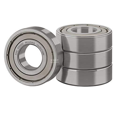 XiKe 4 Pezzi 6202ZZ Cuscinetto a sfera a doppia tenuta 15x35x11mm Acciaio cromato e Pre-lubrificati, 6202-2Z Cuscinetti a sfere a gola profonda