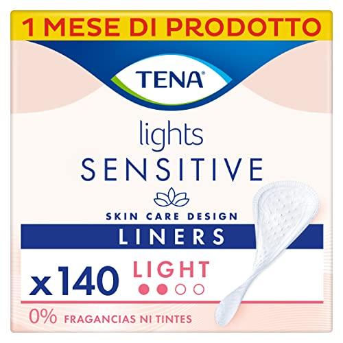 TENA Lights Sensitive - Proteggi-slip discreto, Pacco Scorta Mensile - Proteggi-slip per piccole perdite femminili, discreti e confortevoli, 5 confezioni x 28 pezzi