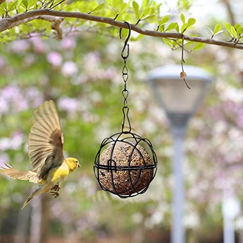 Mangiatoia da appendere per uccelli selvatici, supporto per palline grasse con ganci in metallo, mangiatoia per palline grasse, fringuelli, pettibini, passeri e molti altri uccelli selvatici