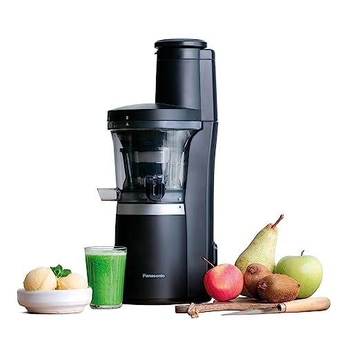 Panasonic Slow Juicer MJ-L700KXE, Estrattore Elettrico, Spremitura di Frutta e Verdura Intera, Apertura 75mm, Design Elegante e Sottile, Sicuro e Pratico, Nero