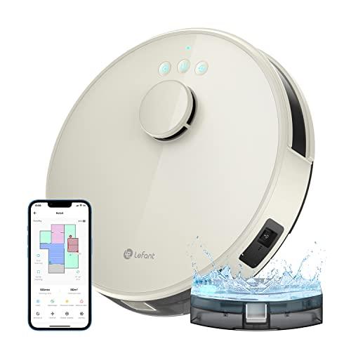 LEFANT Robot Aspirapolvere Lavapavimenti con Mappatura,Navigazione LDS,4000 Pa Potente Aspirazione,150 min,Zona Vietata,Aspirapolvere Robot Sottile da Diam 32 cm Controllo App/Alexa,Grigio Champagne