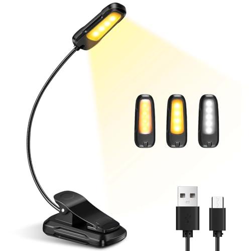 Diboniur, Luce Pinza, 9 LEDs 3 Modalità con Lampada USB Ricaricabile, 360° Flessibile Collo Clip per Lettura Libri a Letto, Viaggi, Emergenza
