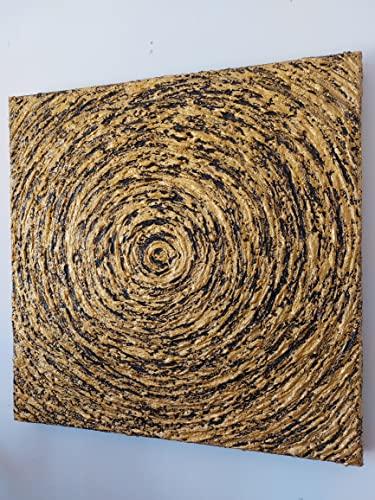 DORON ARTE QUADRO MODERNO ASTRATTO DIPINTO A MANO TELAIO GALLERY BORDI DIPINTI - FIORI STILIZZATI ASTRATTI - 50x50x4 cm -RIF19