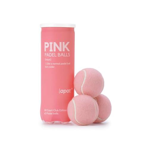 LAPAT Palline da Padel - 3 Palline da Padel Presurizzate, Pallina Ideale per Giocatori, Allenatori e Club - Alta Visibilità e Idonea per Competizioni (Rosa, Confezione da 1 Barattolo)