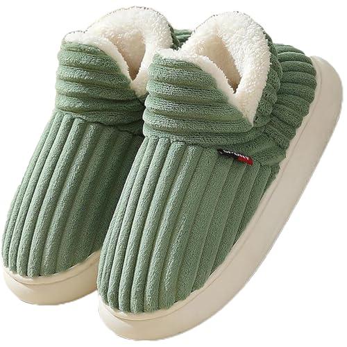Misolin Pantofole Donna Invernali Peluche Ciabatte Casa Comode Pelose Inverno Scarpe Autunno Memoria Schiuma Antiscivolo Suola Cotone Morbida,Verde 280(EU 40-41)