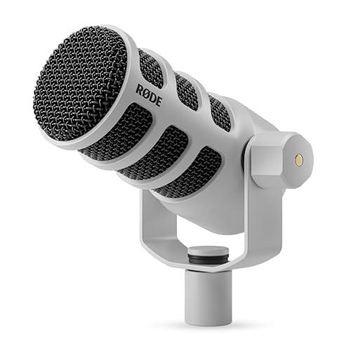 RØDE PodMic Microfono da trasmissione dinamico USB con connettività XLR e USB per podcasting, streaming e creazione di contenuti (Bianco)