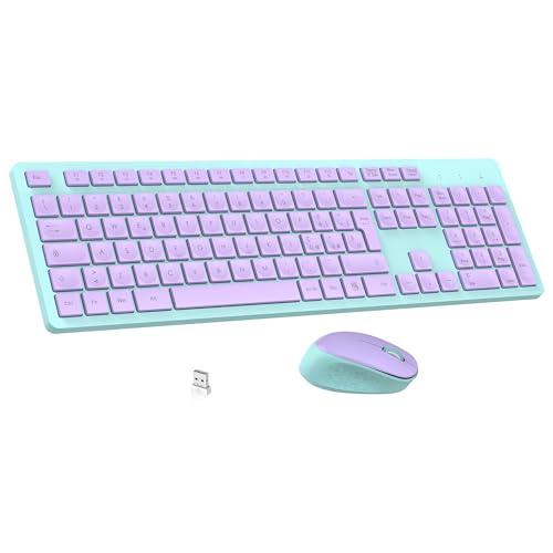 LeadsaiL Tastiera e Mouse Wireless, Kit Mouse e Tastiera Wireless per Computer USB 2,4 GHz, Full Size, Silenzioso, Ergonomico, Tastierino Numerico, Layout Italiana QWERTY per HP/Lenovo/Mac