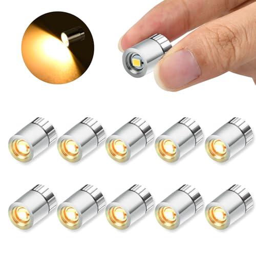 10 pcs Mini Luce LED, Luce LED Piccola Con Batteria, Micro Luci LED, Piccola Lampada Giocattolo, Adatta per Decorare Le Case Delle Bambole, Modello Fai Da Te(Luce Bianca Calda)