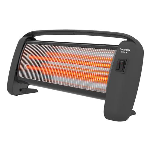 Taurus – Stufa al Quarzo PR-2 Slim | 1200 W | 2 potenze | Effetto specchio | Protezione termica | Antiribaltamento | Silenziosa | Portatile