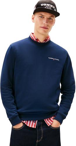 Tommy Jeans Tjm Reg Linear Crew Ext Dm0Dm20249, Felpa Pullover, Uomo, Blu (Dark Night Navy), M