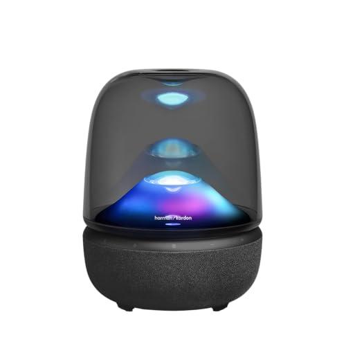 Harman Kardon Aura Studio 5 Altoparlante Bluetooth per la Casa, Tecnologia Constant Sound Field, Design a 3 vie, Auracast, Effetti di Luci e Colori, Luce ambientale a 360°, Nero