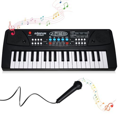 Tastiera Musicale per Bambini con Microfono – Pianoforte per Bambini 37 Tasti, Mini Pianola con Funzione di Registrazione, USB/Batteria