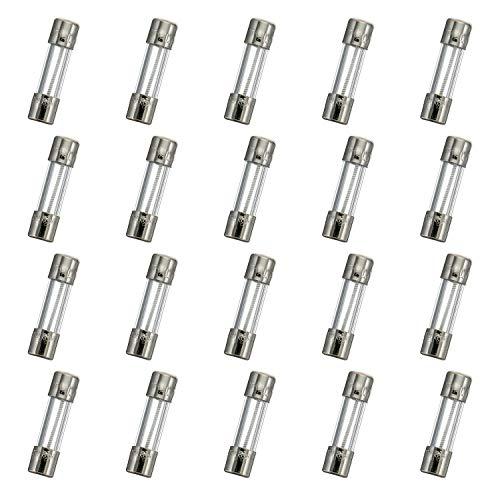 HUAREW T1AL250V 20 pezzi Fusibile di vetro ad azione lenta da 5x20mm 1A 250V Fusibile ritardato da 0,2 x 0,78 pollici