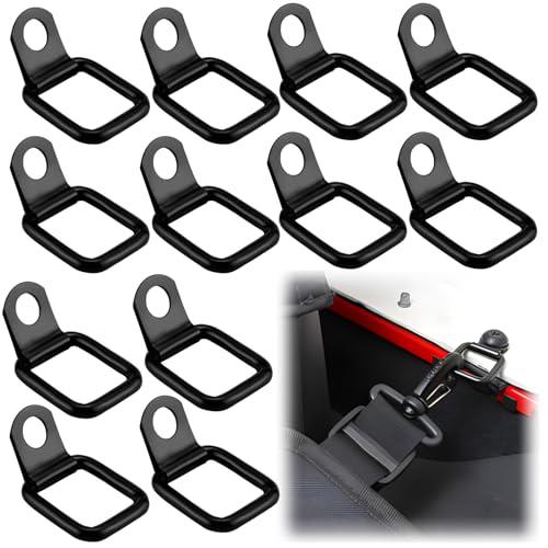 FAELNK Anelli di Ancoraggio D 12 Pezzi Anello a D Gancio di Ancoraggi Chiusura a Rimozione Rapida Fissaggi per Furgoni, Kayak, Fuoristrada, Bulloni di Ancoraggio su Camion 55 x 32mm Nero