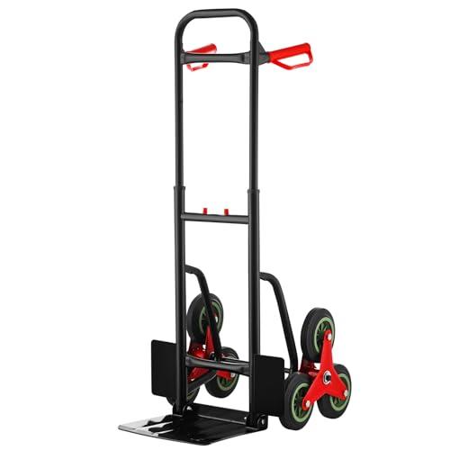 TEENO Carrello portapacchi per scale,Carrello pieghevole,Carrelli con Ruote Portatutto,Capacità di carico 150 kg,Metallo,Altezza regolabile 80 112 cm