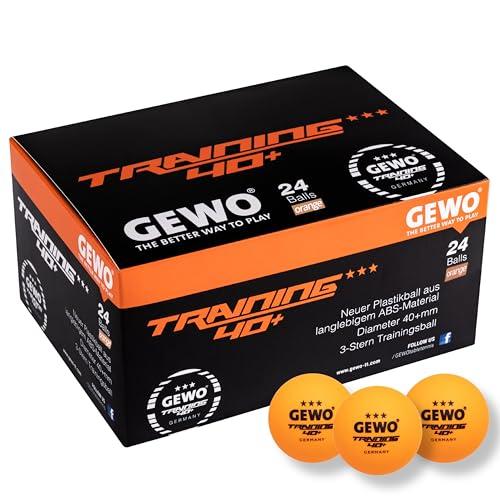 GEWO Palline da ping pong per allenamento 40+ – 3 stelle in plastica ABS con cuciture – Palline da allenamento in plastica di alta qualità, diametro 40 mm, arancione