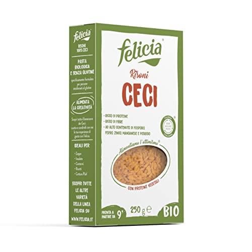 Felicia, Risoni di Ceci Bio, Pasta Biologica Ricca di Proteine, di Fibre e Sali Minerali, Alto Contenuto di Fosforo, Ferro e Zinco, Senza Glutine, Vegan, Confezione da 250 g