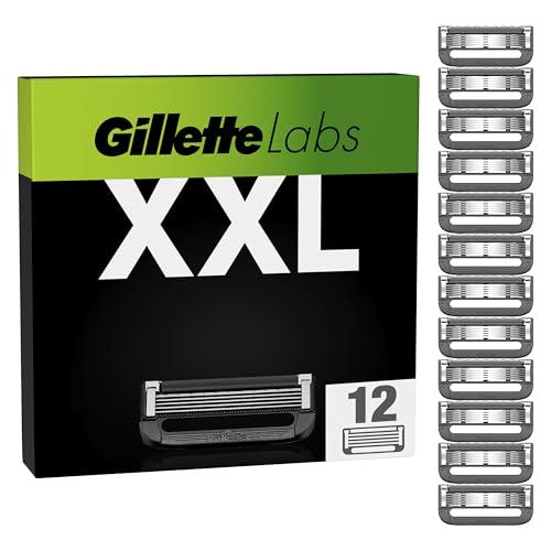 Gillette Labs Lamette Di Ricambio Per Rasoio Barba Manuale, Confezione da 12 Lamette Gillette Labs di Ricambio, Compatibili Con GilletteLabs Con Barra Esfoliante e Heated Razor, Cartucce Rasoio Uomo