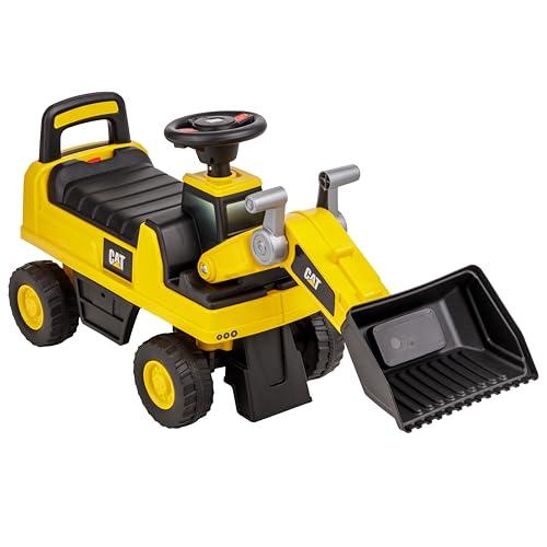 Baroni Toys Ruspa/Escavatore Cavalcabile per Bambini 1-3 Anni, con Licenza CATERPILLAR, Clacson Sonoro, Pala Mobile e Vano Portaoggetti, Dispositivo Antiribaltamento, 28x85x48cm