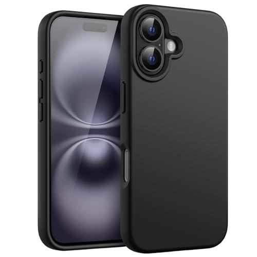 JETech Cover Silicone Liquida per iPhone 16 6,1 Pollici, Tocco Morbido Come la Seta Custodia Protettiva per Tutto il Corpo, Antigraffio Cover con Fodera in Microfibra (Nero)