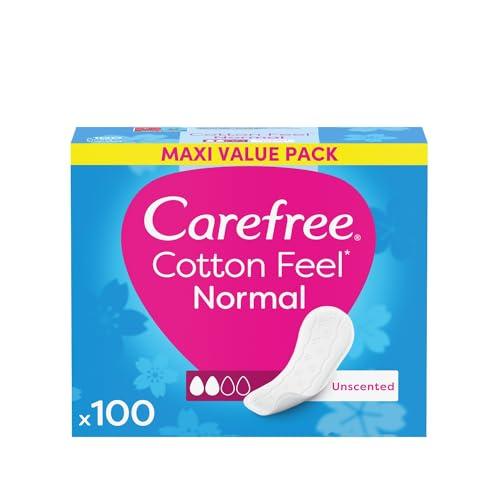 Carefree Salvaslip Cotton Feel Normal Senza Profumo, Salva slip donna 100% traspiranti per tutti i tipi di slip, Comodi proteggi slip che si adattano ai movimenti del corpo, Maxi Formato 100 salvaslip