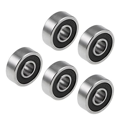 PATIKIL 5mm x 14mm x 5mm Profondo Scanalatura Sfere Cuscinetti, 5 Pezzi Cromo Acciaio Cuscinetto a Sfera a Gola Profonda per Potenza Trasmissione, 605-2RS