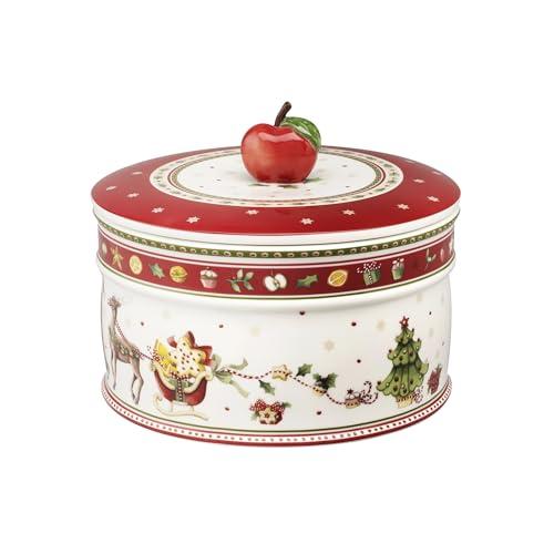 Villeroy & Boch - Winter Bakery Delight Barattolo Rotondo Rosso, Decorazione Natalizie, Scatola di Biscotti, Porcellana Premium,Silicone