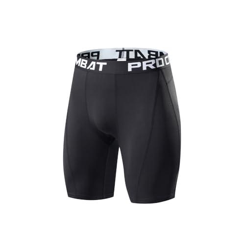 Pantaloncini a compressione per gli uomini spandex pantaloncini sportivi atletici allenamento corsa prestazioni intimo strato base, nero, XL