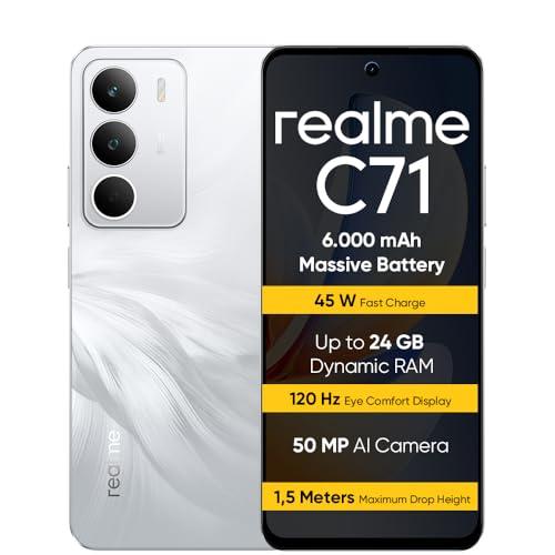 realme C71 Smartphone 8+256 GB, Batteria da 6.000 mAh, Ricarica rapida da 45 W, Display con comfort visivo da 120 Hz, White