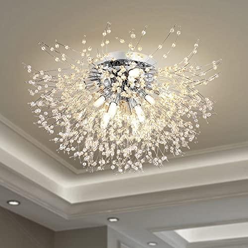 luci da lampadario plafoniera fuochi d’artificio, candeliere moderno in vetro cristallo, 8 luci (lampadine G9 LED incluse), 56 strisce di vetro 3 diversi colori temperature (3000K,4000K,6000K)