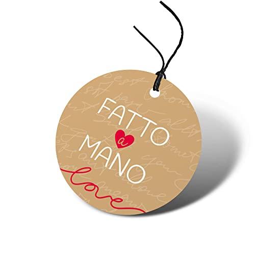 72 TAG Etichette Cartellini Bigliettini Bomboniera Ringraziamento Battesimo Matrimonio (Rustico)